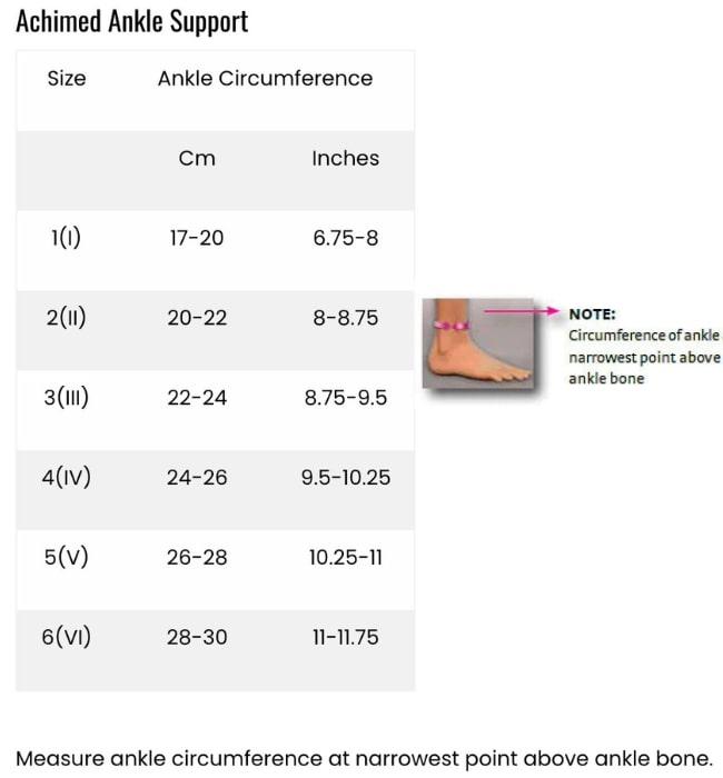 Achimed Ankle Support Size Chart - SKU K020211